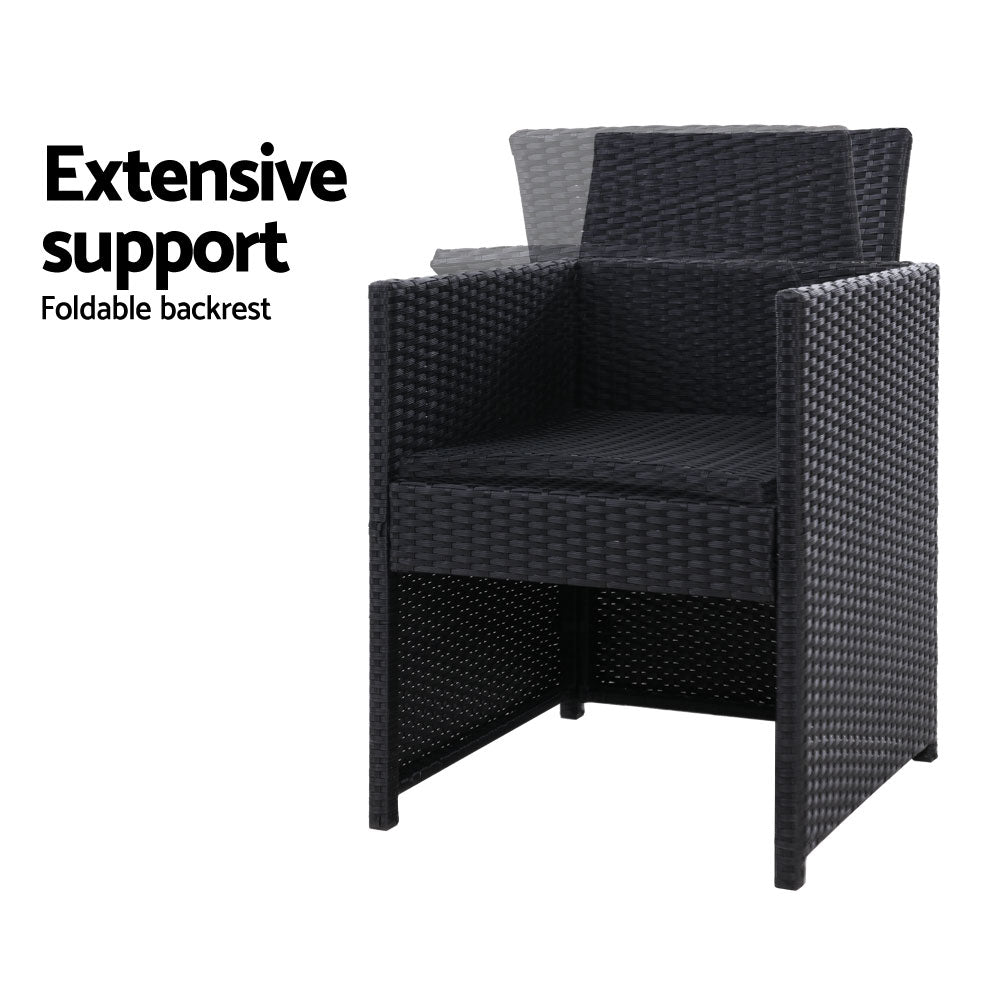 Outdoor Dining Chair Set 2PC Patio Furniture Wicker Garden Cushion Hugo