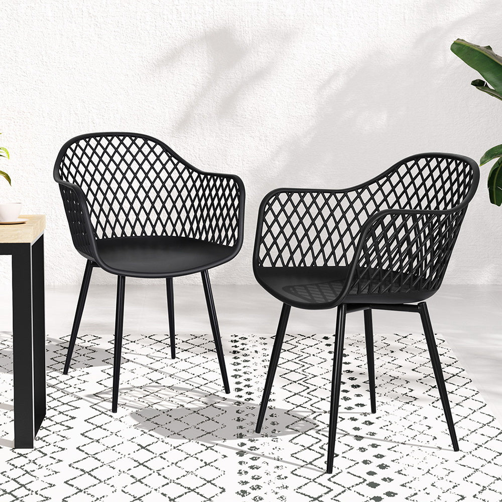 Outdoor Dining Chairs 4-Piece Lounge Chair Patio Furniture Black