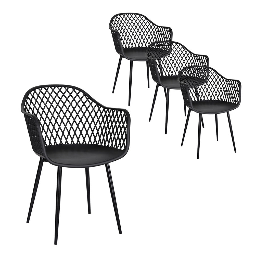 Outdoor Dining Chairs 4-Piece Lounge Chair Patio Furniture Black