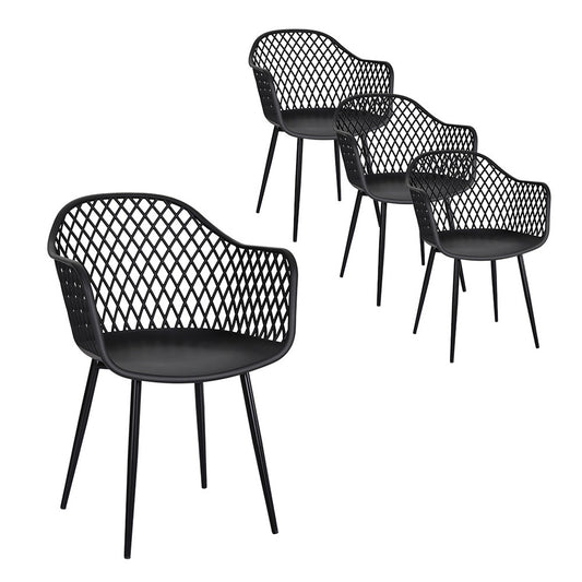 Outdoor Dining Chairs 4-Piece Lounge Chair Patio Furniture Black