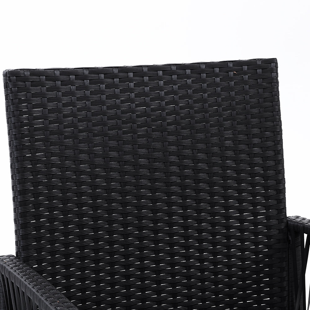 Outdoor Chairs 2PC Wicker Lounge Chair Gardeon Harp Black