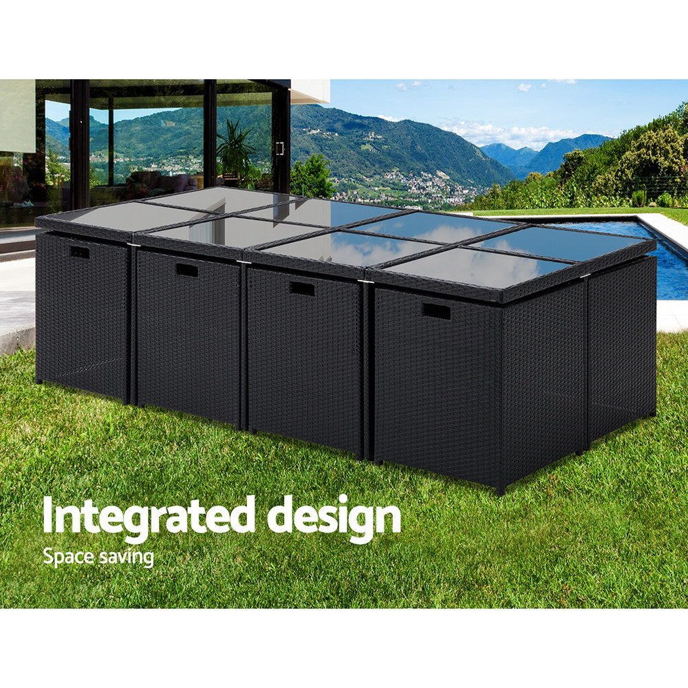 Outdoor Dining Set | 12 Seat | Extra Coloured Slips and Cover | Black