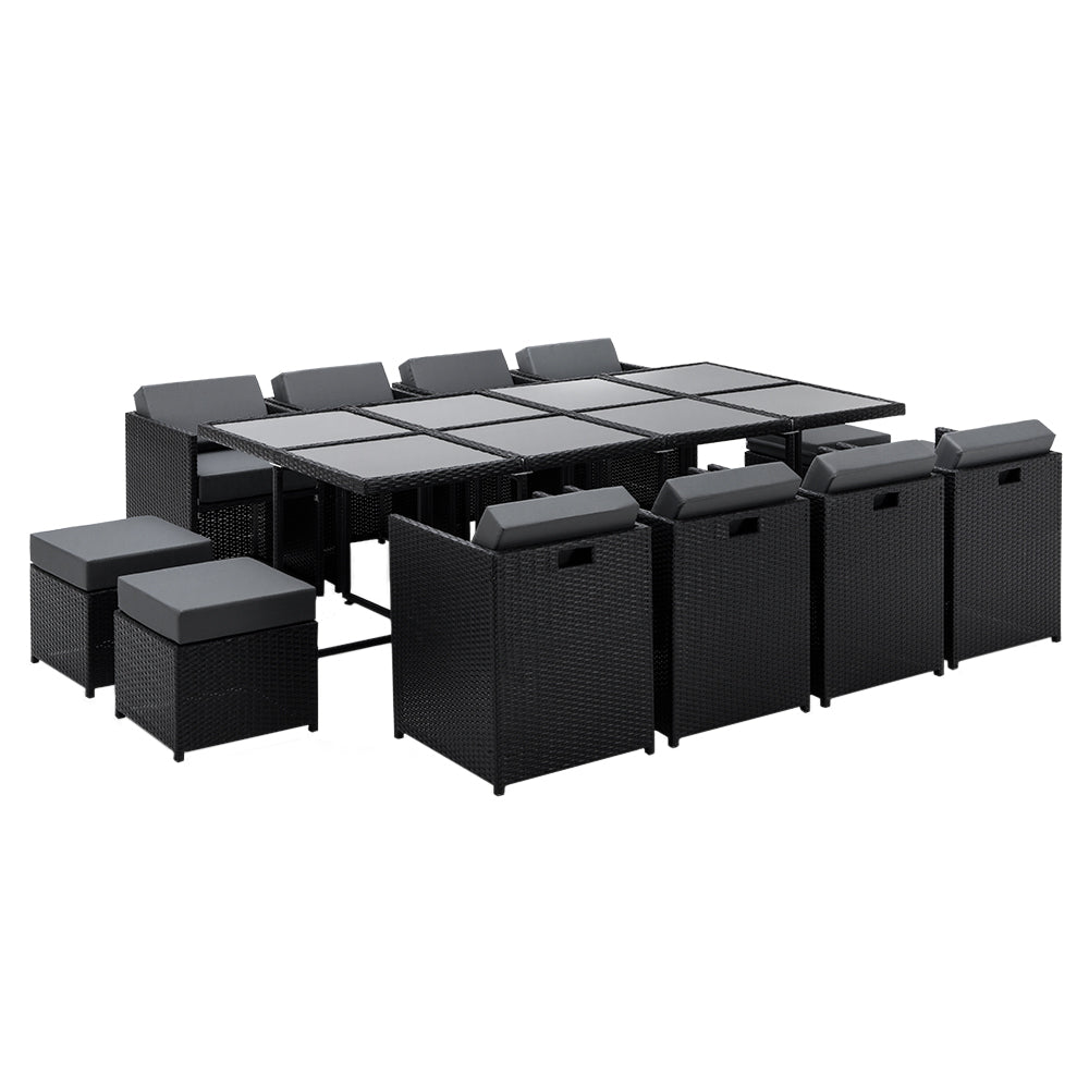 Outdoor Dining Set | 12 Seat | Extra Coloured Slips and Cover | Black