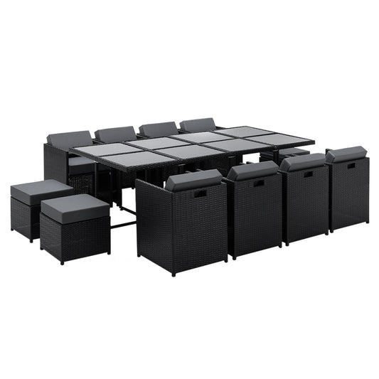 Outdoor Dining Set | 12 Seat | Extra Coloured Slips and Cover | Black