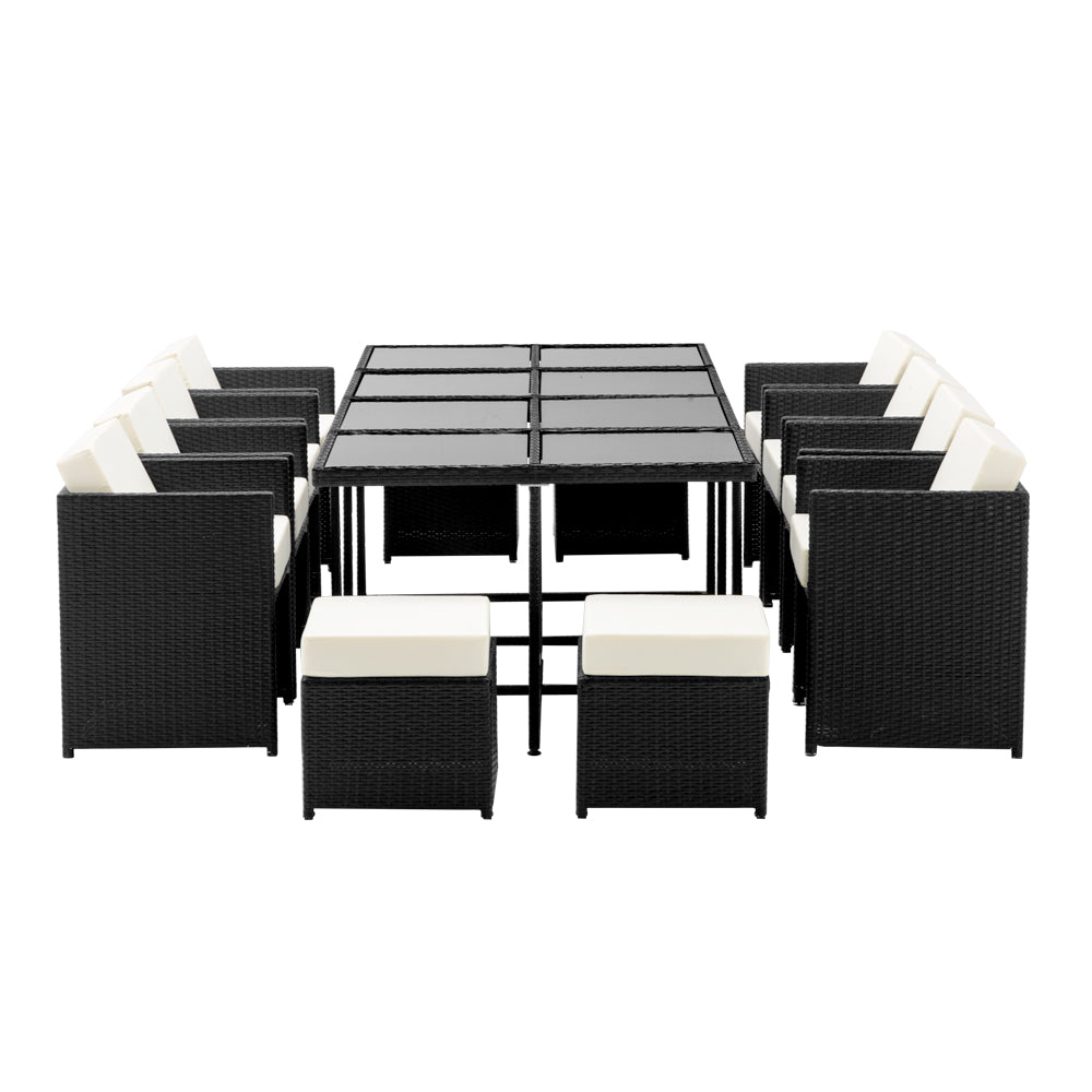 Outdoor Dining Set | 12 Seat | Extra Coloured Slips and Cover | Black