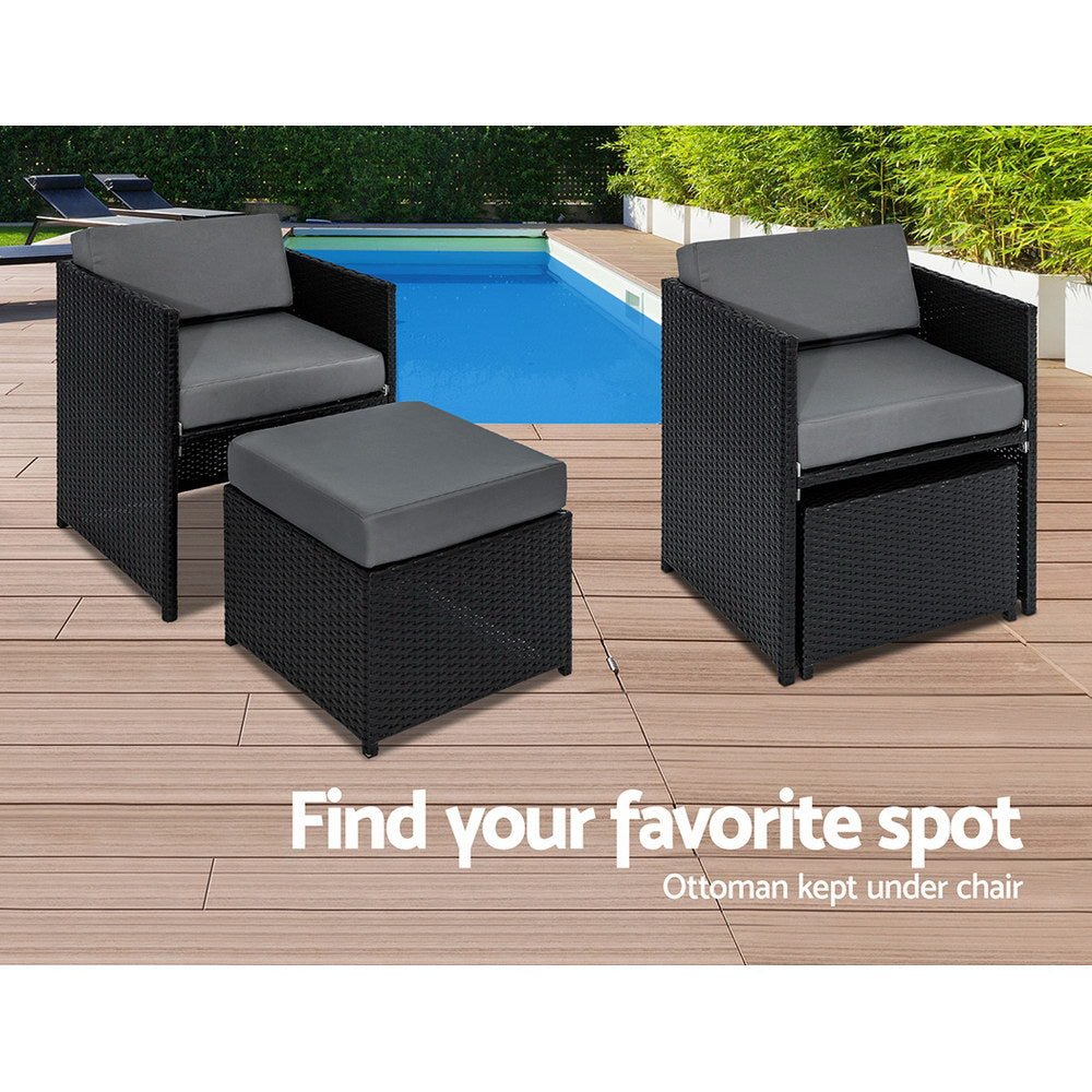 Outdoor Dining Set | 12 Seat | Extra Coloured Slips and Cover | Black