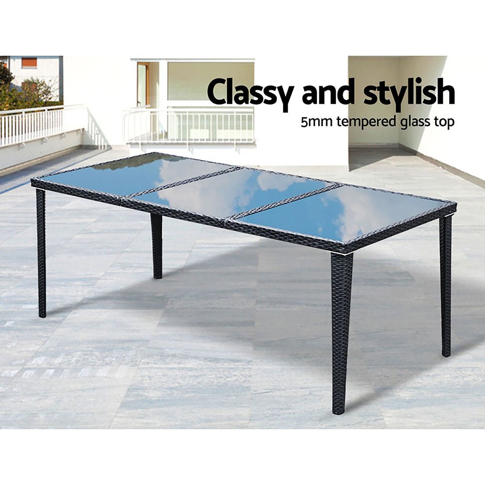 Outdoor Dining Set | 8 Seat | Dining Table, Chairs and Cover | Black