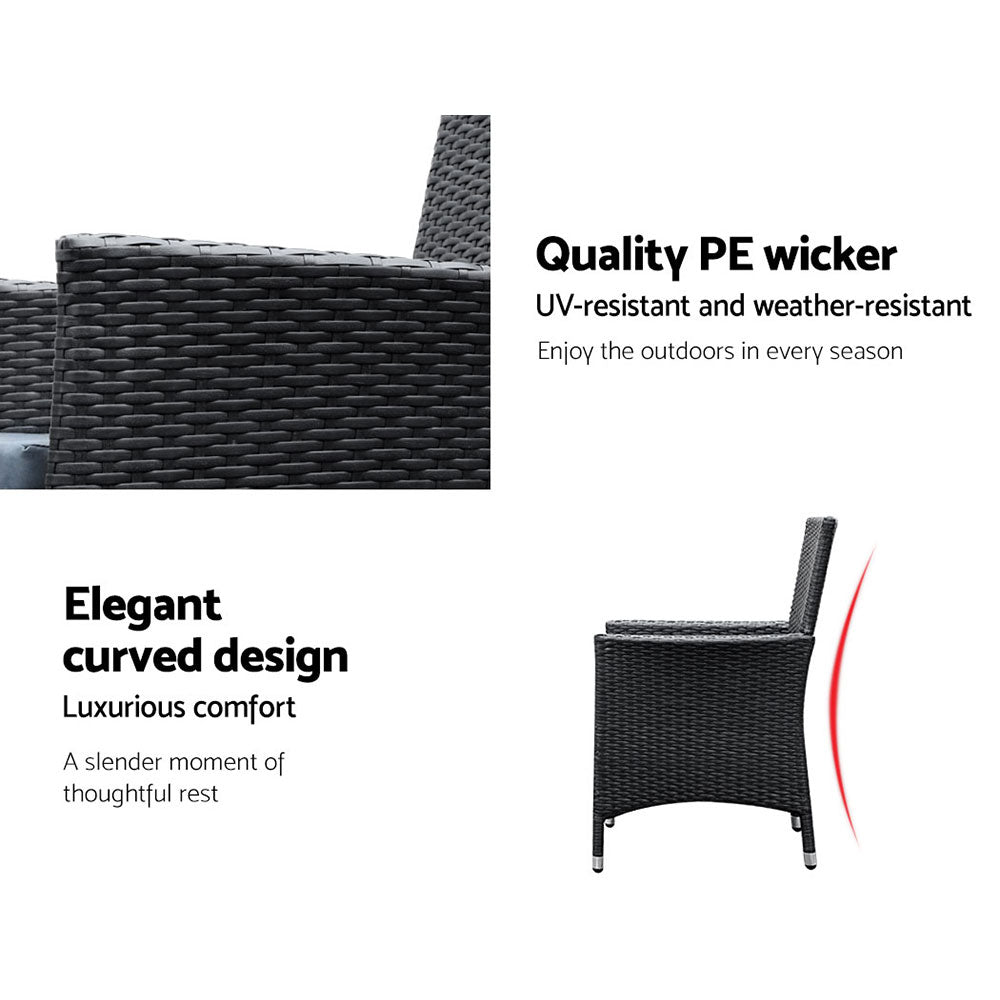 Outdoor Dining Set | 8 Seat | Dining Table, Chairs and Cover | Black
