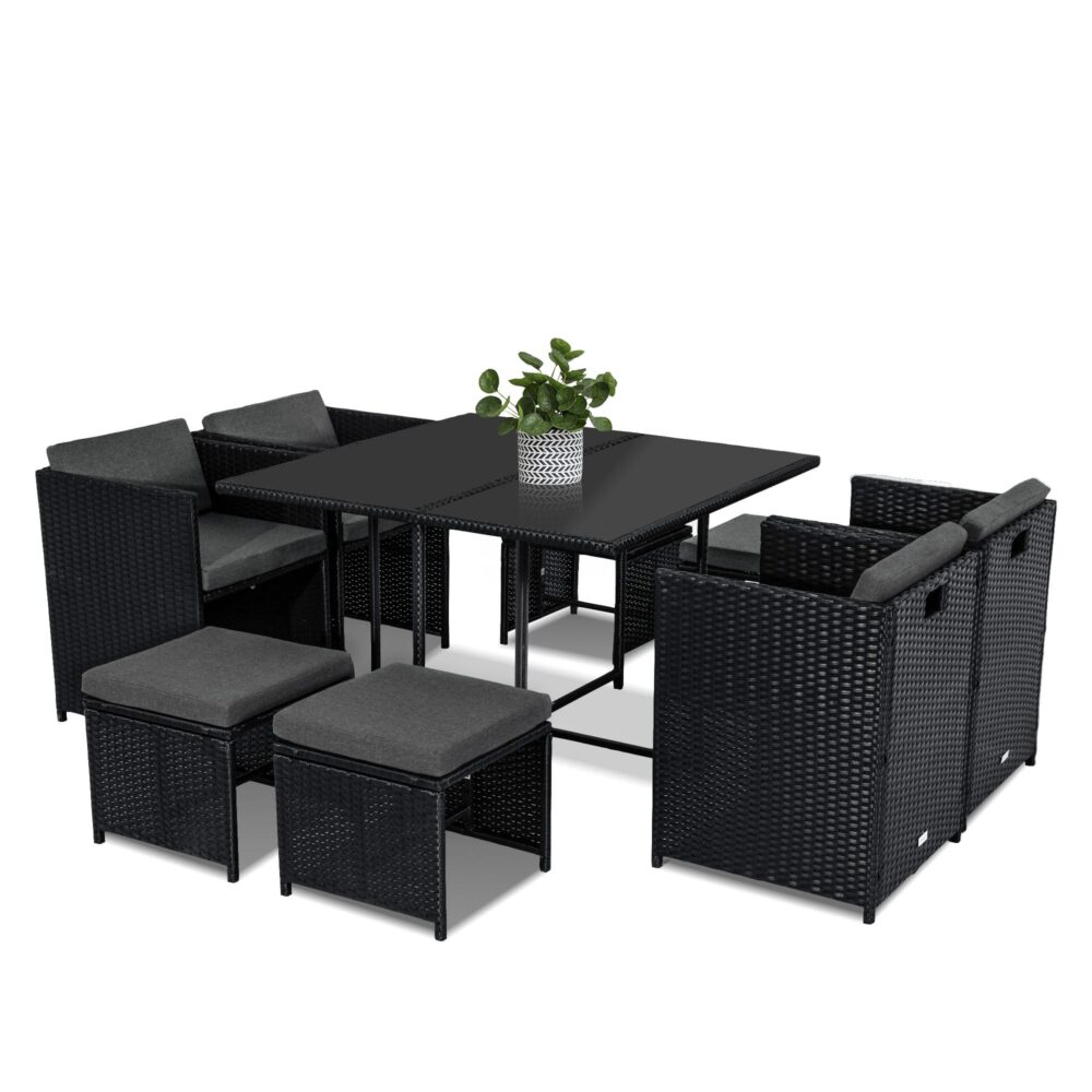 Outdoor Dining Table Set 8 Seater Horrocks Black
