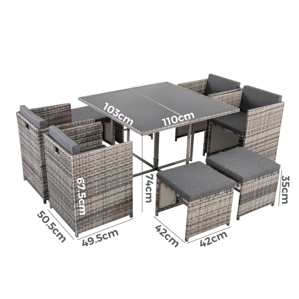 Outdoor Dining Table Set 8 Seater Horrocks Grey