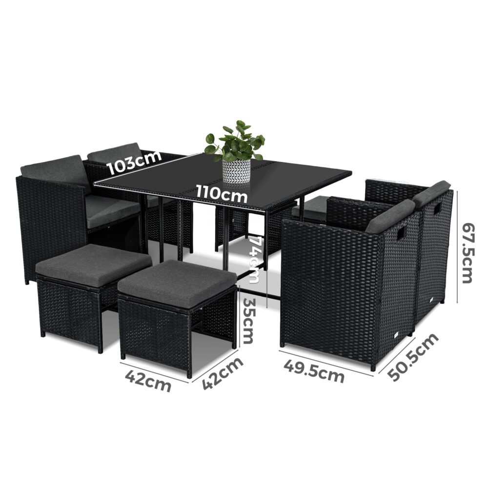 Outdoor Dining Table Set 8 Seater Horrocks Black
