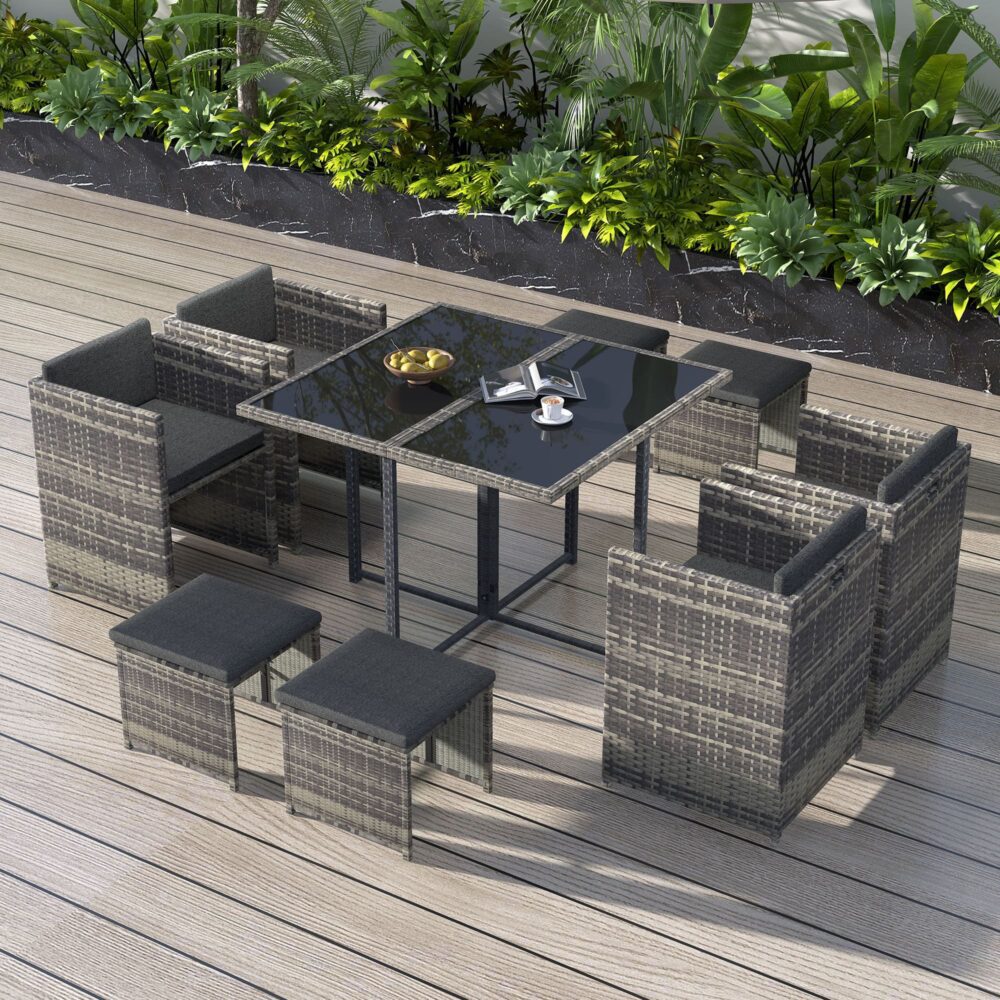 Outdoor Dining Table Set 8 Seater Horrocks Grey