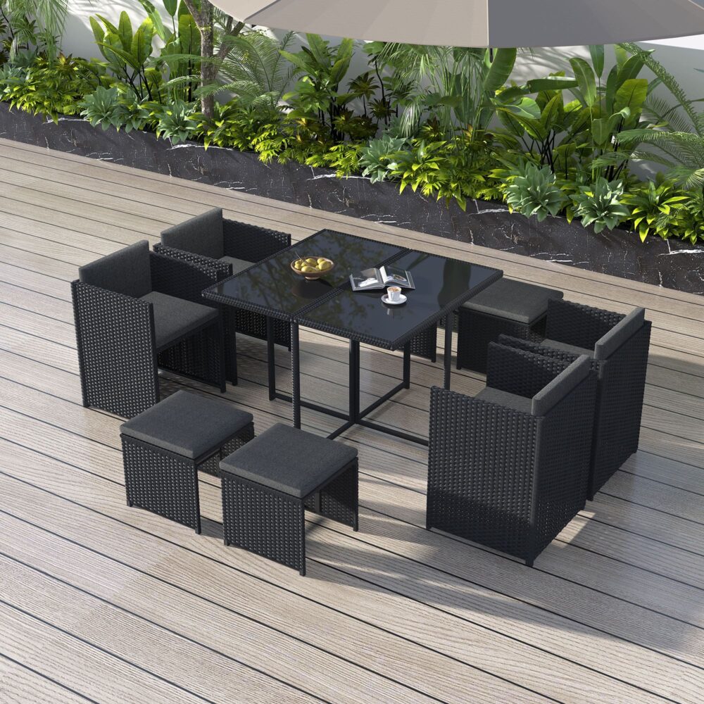 Outdoor Dining Table Set 8 Seater Horrocks Black