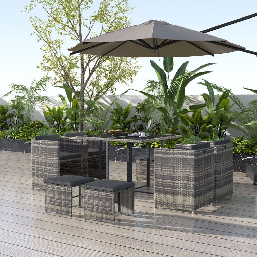 Outdoor Dining Table Set 8 Seater Horrocks Grey