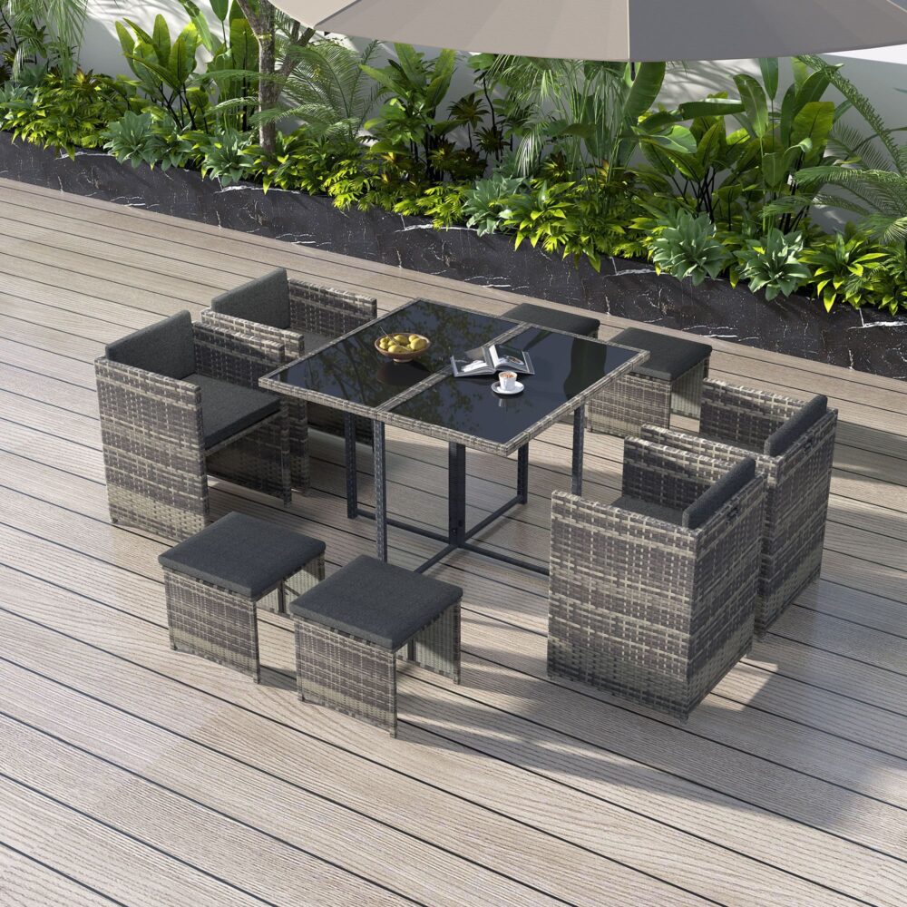 Outdoor Dining Table Set 8 Seater Horrocks Grey