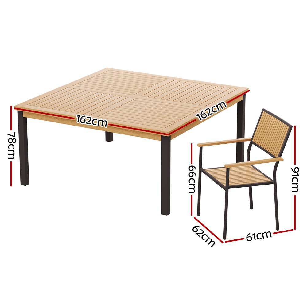 Outdoor Dining Set 8 Seat Wooden Table Chairs Dining Setting