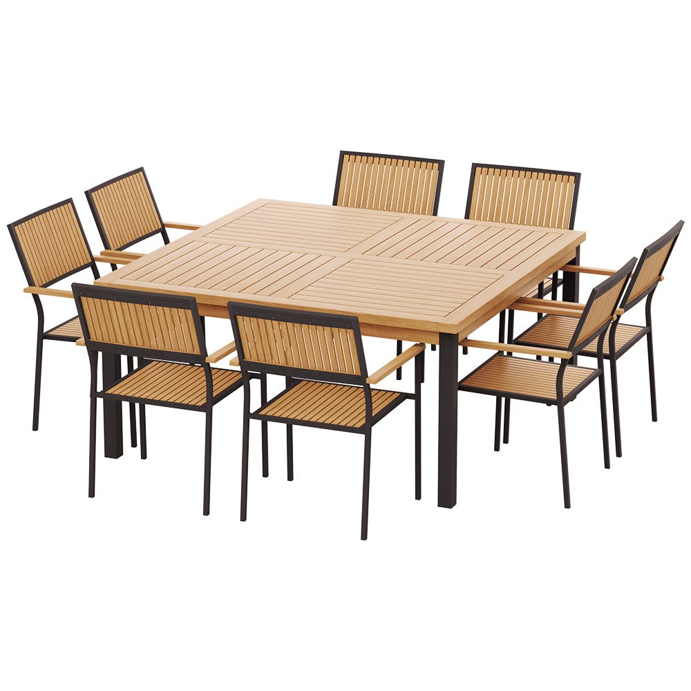 Outdoor Dining Set 8 Seat Wooden Table Chairs Dining Setting