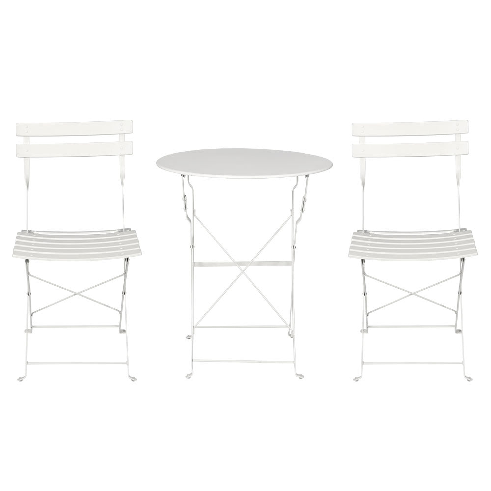 Outdoor Dining Setting 2 Seat Steel Bistro Set Patio Furniture White