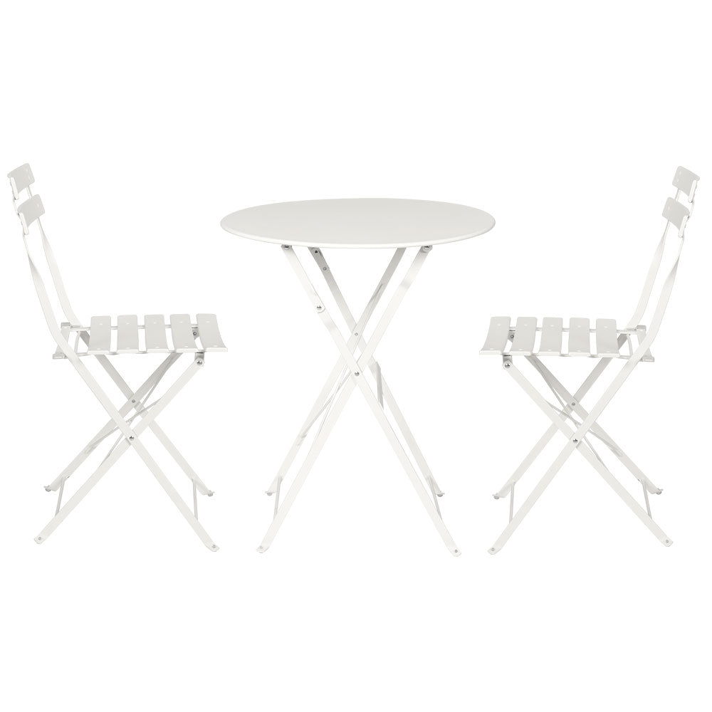 Outdoor Dining Setting 2 Seat Steel Bistro Set Patio Furniture White