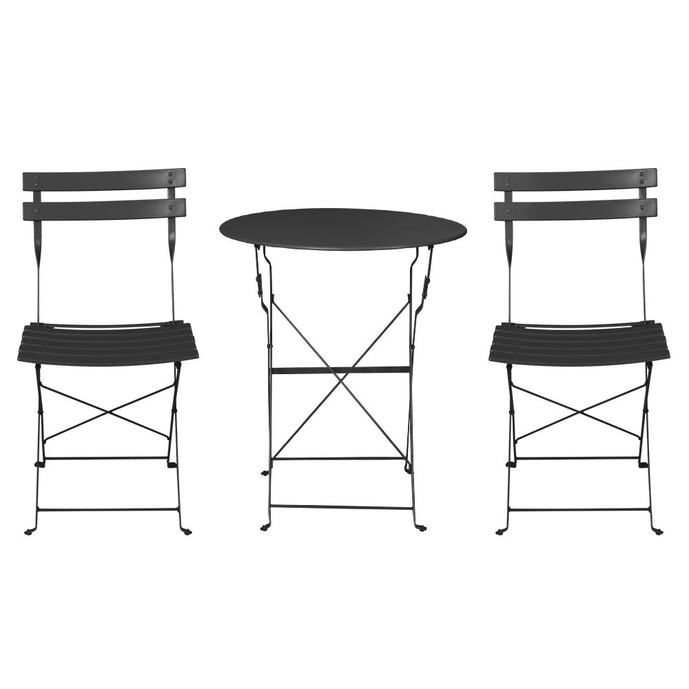 Outdoor Dining Setting 2 Seat Steel Bistro Set Patio Furniture Black