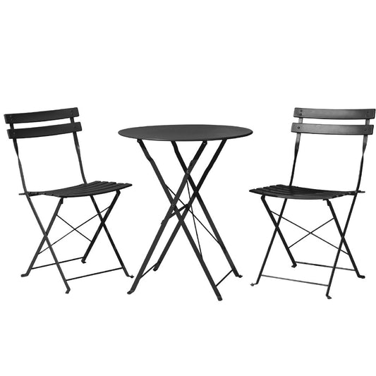 Outdoor Dining Setting 2 Seat Steel Bistro Set Patio Furniture Black