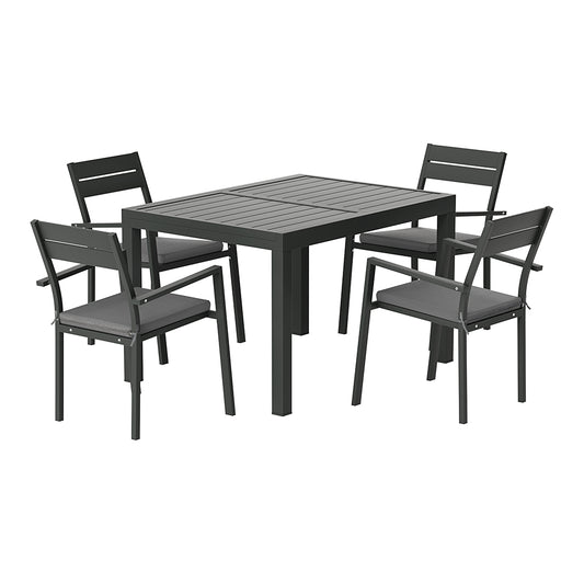 Outdoor Dining Setting Gardeon 4 Seat Aluminium Extendable Table Black