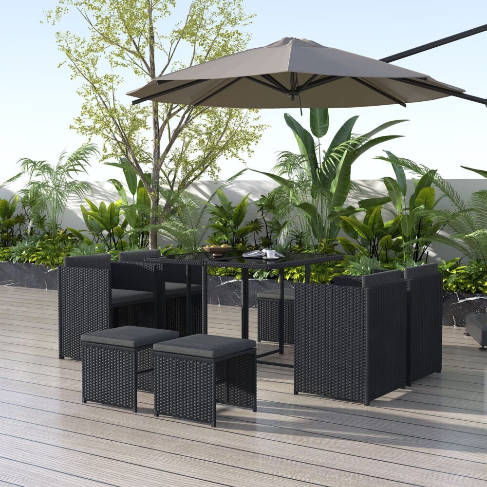 Outdoor Dining Table Set 8 Seater Horrocks Black