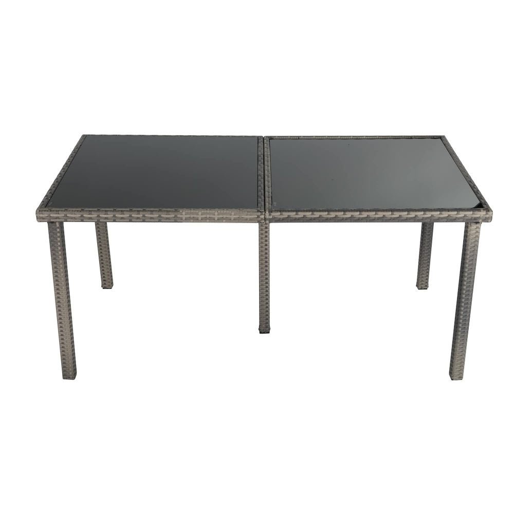 Outdoor Dining Table Set 6 Seater Minimalist Wicker Grey