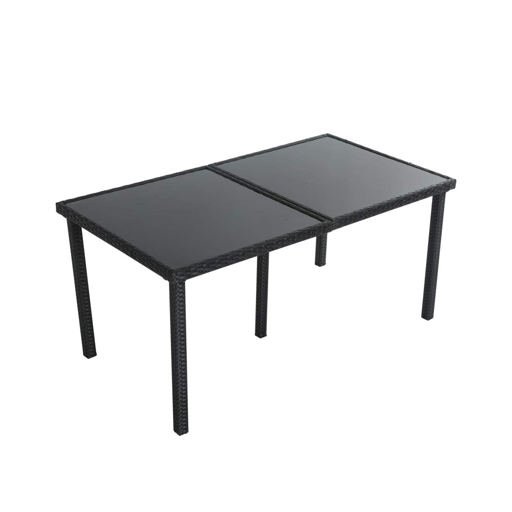Outdoor Dining Table Set 6 Seater Minimalist Wicker Black