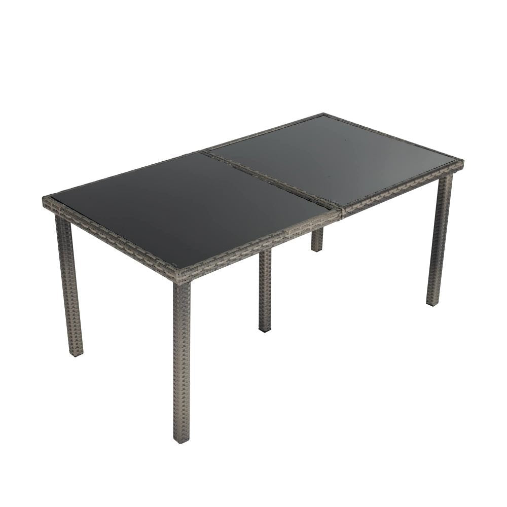 Outdoor Dining Table Set 6 Seater Minimalist Wicker Grey