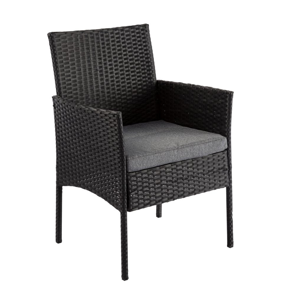 Outdoor Dining Table Set 6 Seater Minimalist Wicker Black