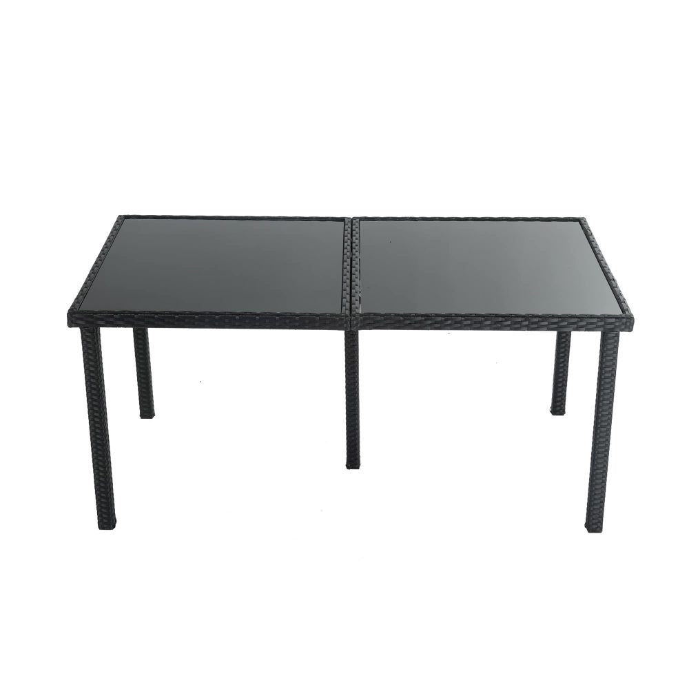 Outdoor Dining Table Set 6 Seater Minimalist Wicker Black