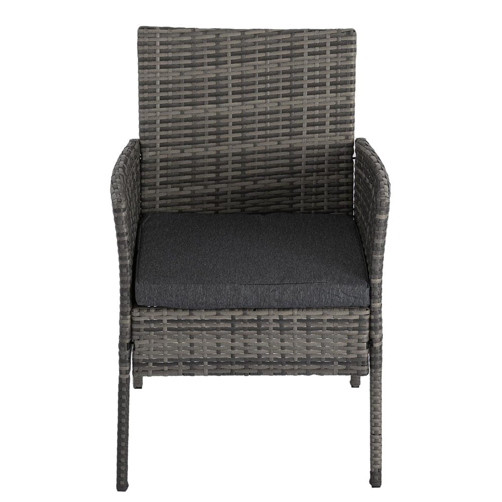 Outdoor Dining Table Set 6 Seater Minimalist Wicker Grey