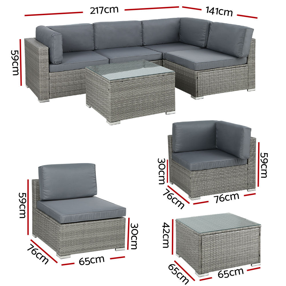 Outdoor Lounge | 4 Seat | Modular Outdoor Sofa Setting | All Grey
