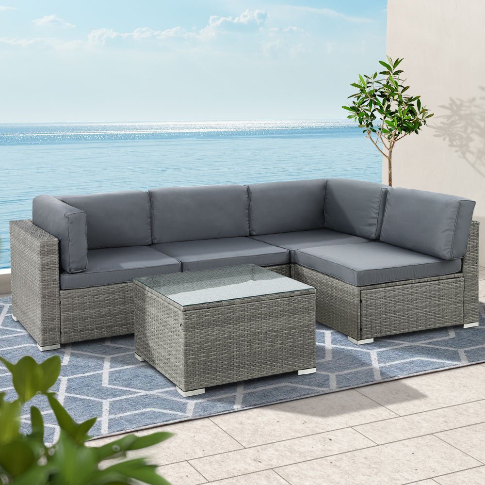 Outdoor Lounge | 4 Seat | Modular Outdoor Sofa Setting | All Grey