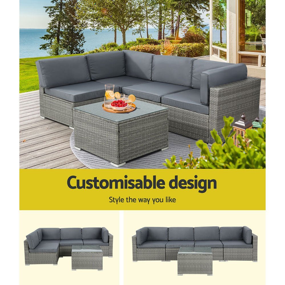 Outdoor Lounge | 4 Seat | Modular Outdoor Sofa Setting | All Grey