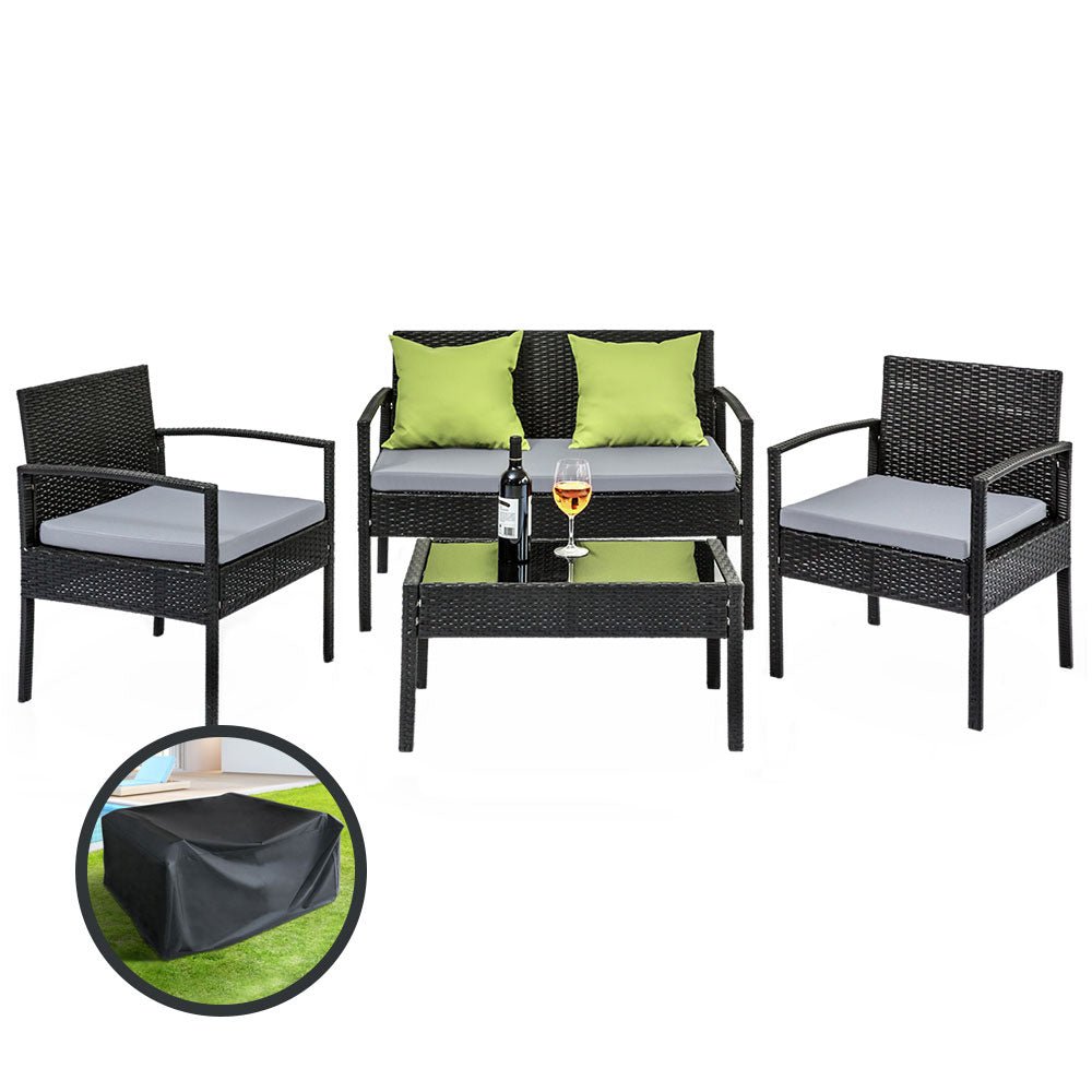 Outdoor Lounge Gardeon Sofa Patio Set Table Chair Storage Cover