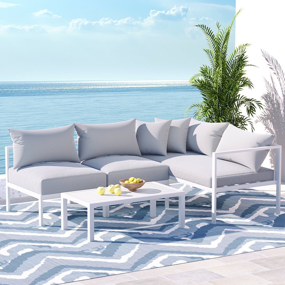 Outdoor Lounge Set 4 Seater Aluminium Outdoor Sofa Setting Patio Set