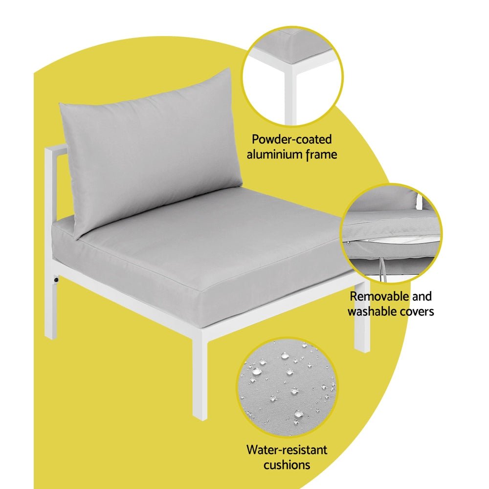 Outdoor Lounge Set 4 Seater Aluminium Outdoor Sofa Setting Patio Set