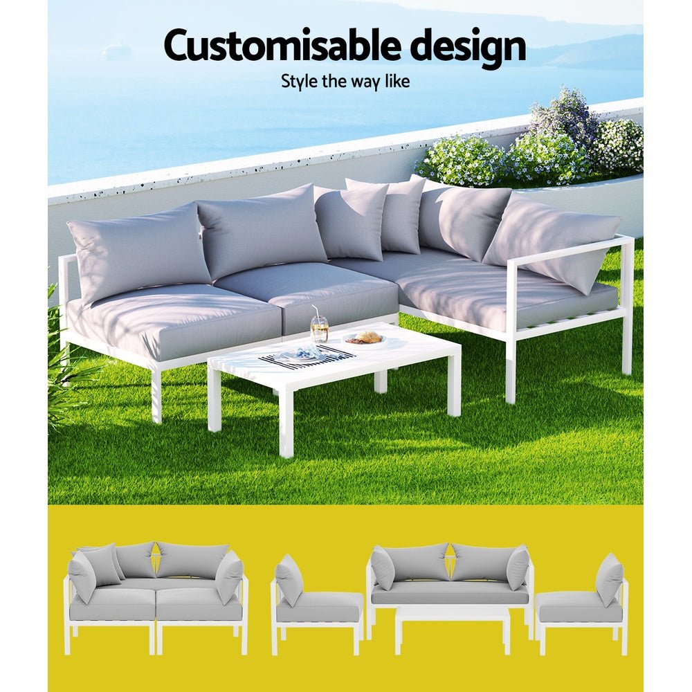 Outdoor Lounge Set 4 Seater Aluminium Outdoor Sofa Setting Patio Set