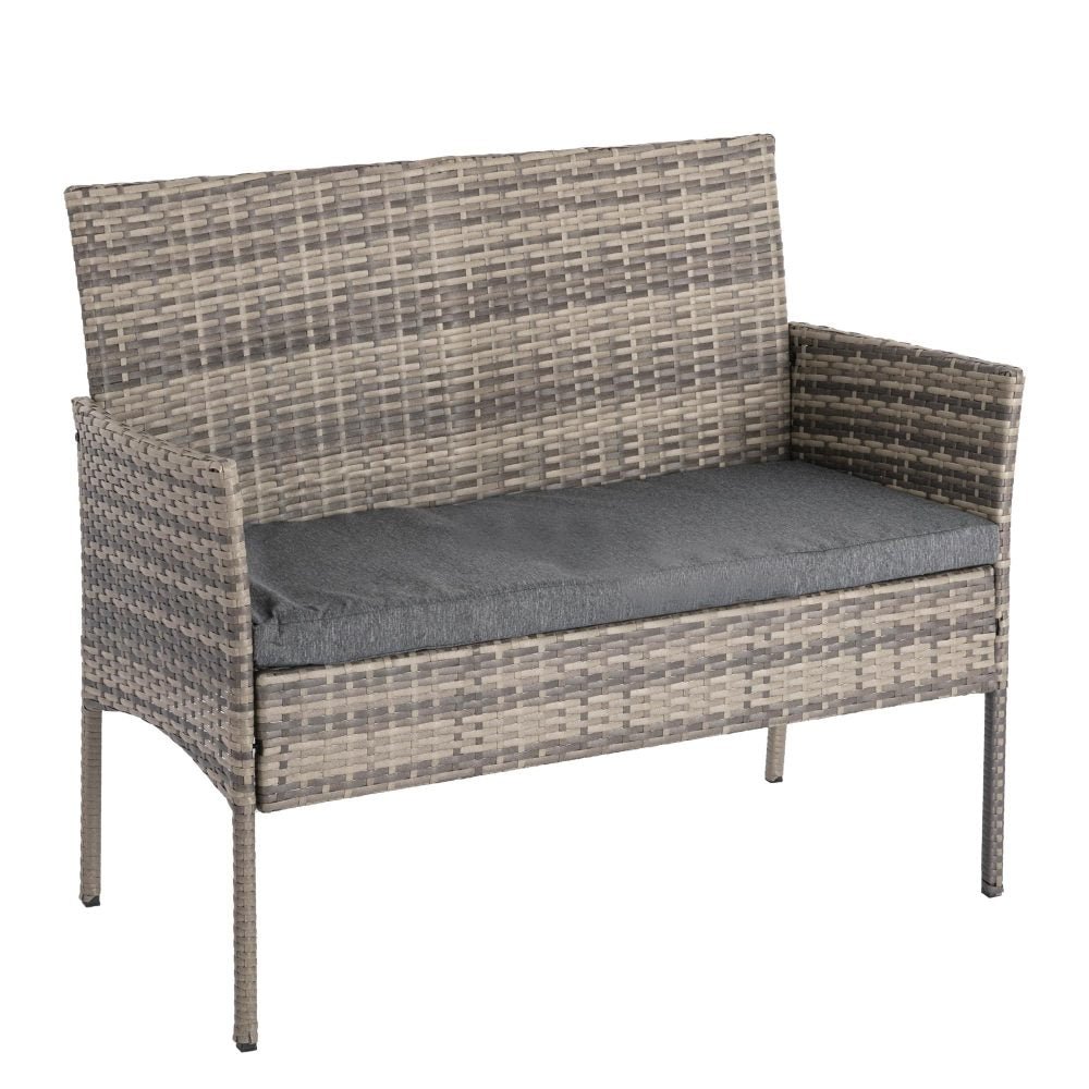 Outdoor Lounge Set 4 Seater Garden Sofa Set Wicker Mixed Grey