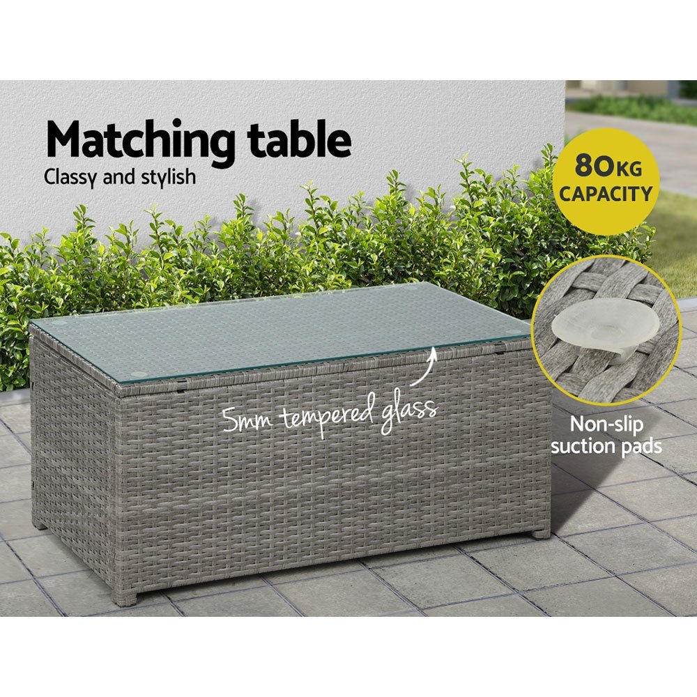 Outdoor Lounge Set 4 Seater Wicker Outdoor Sofa Couch Lounge Setting Grey