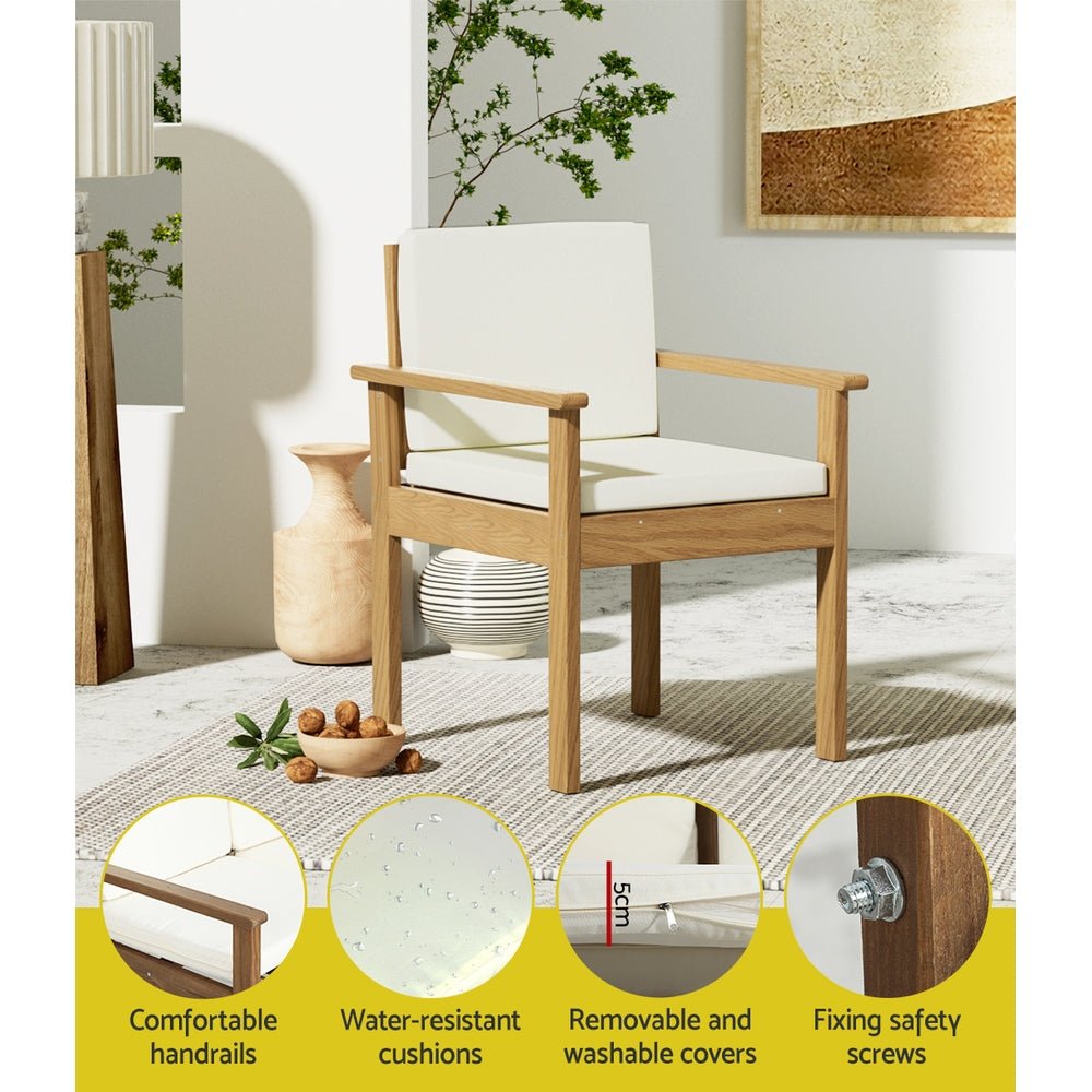Outdoor Lounge Setting 4-Piece Wooden Garden Sofa Couch Set White