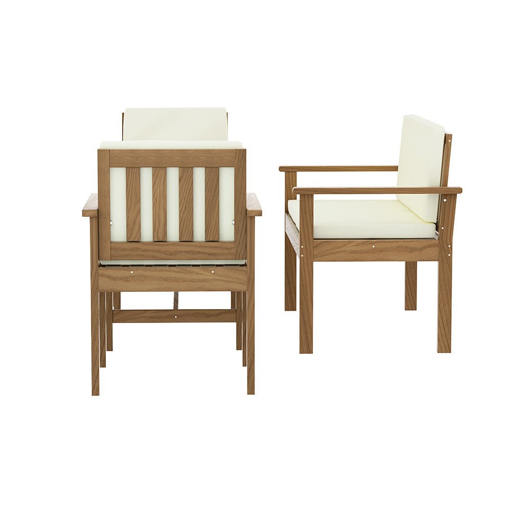 Outdoor Lounge Setting 4-Piece Wooden Garden Sofa Couch Set White
