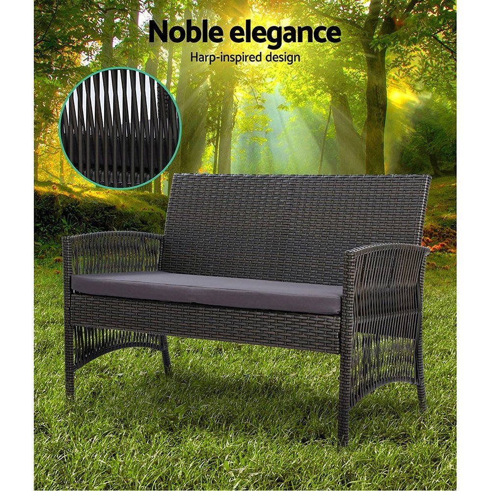 Outdoor Lounge Setting 4 Seat Sofa Set Harp Grey with Cover