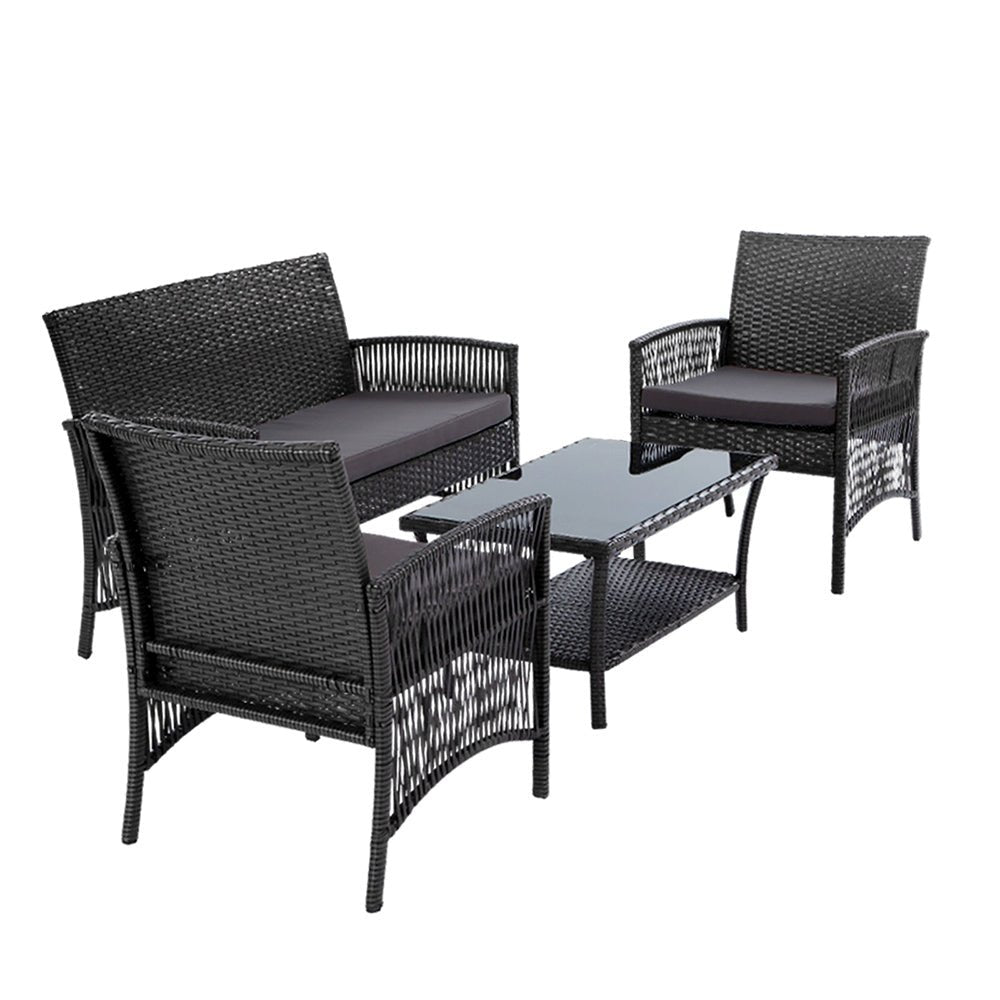 Outdoor Lounge Setting 4 Seat Sofa Set Harp Grey with Cover