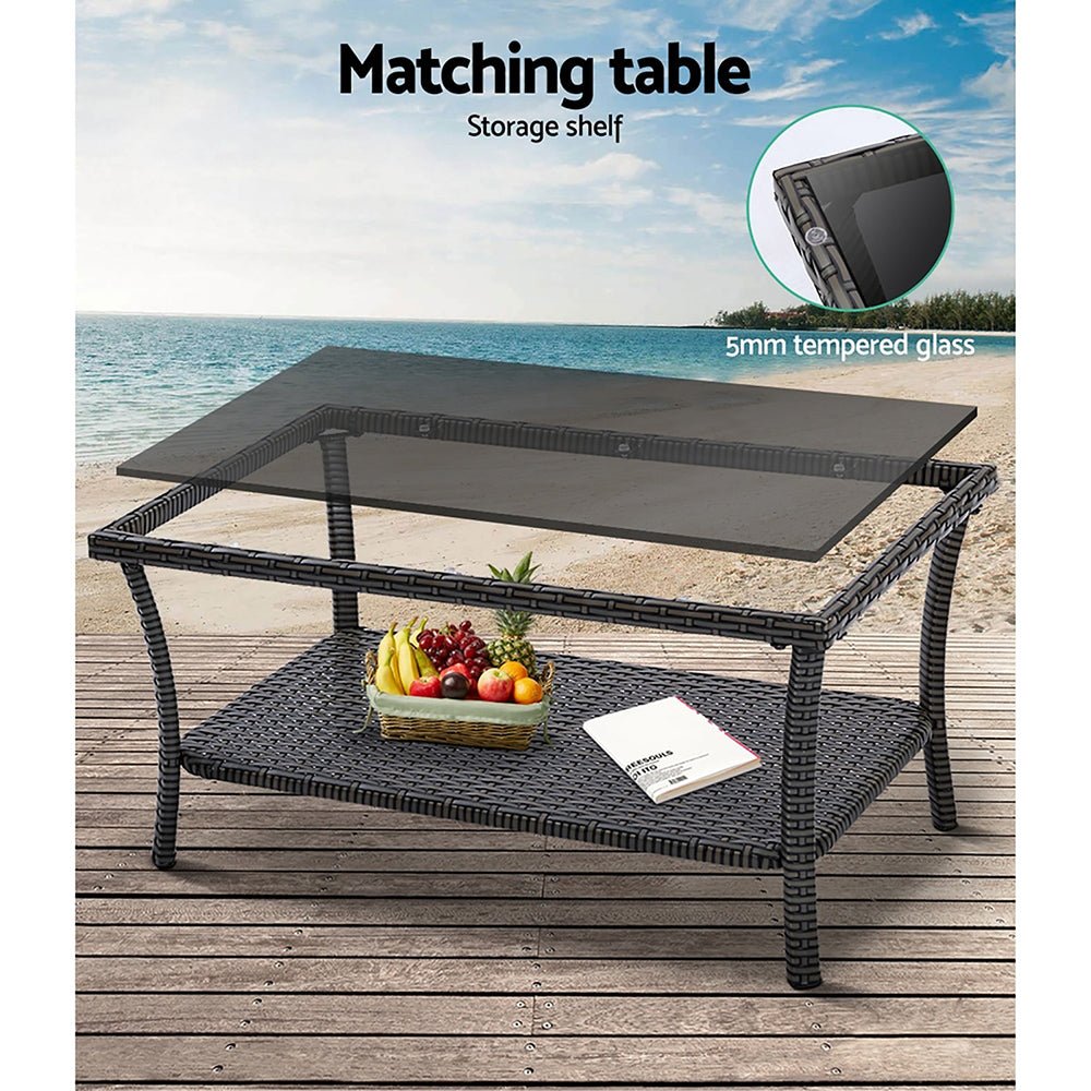Outdoor Lounge Setting 4 Seat Sofa Set Harp Grey with Cover