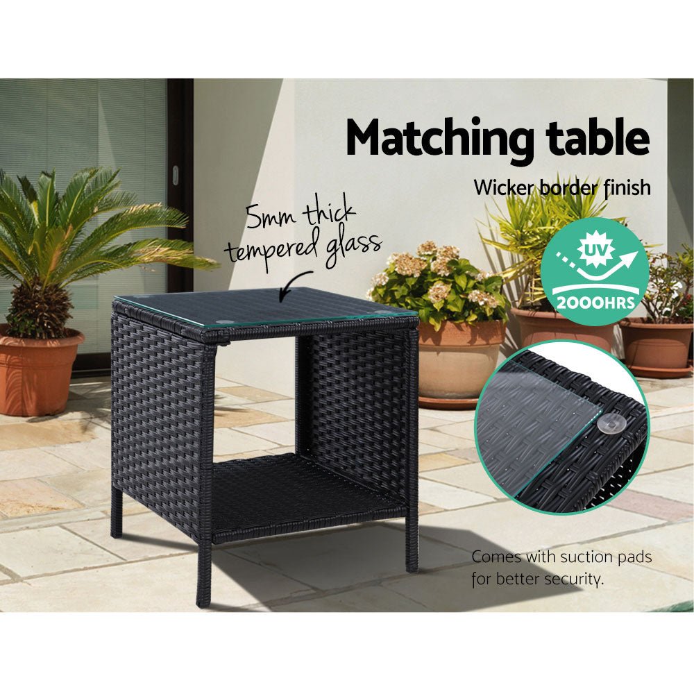 Outdoor Recliner Chair Conversation Set 5 Piece Black