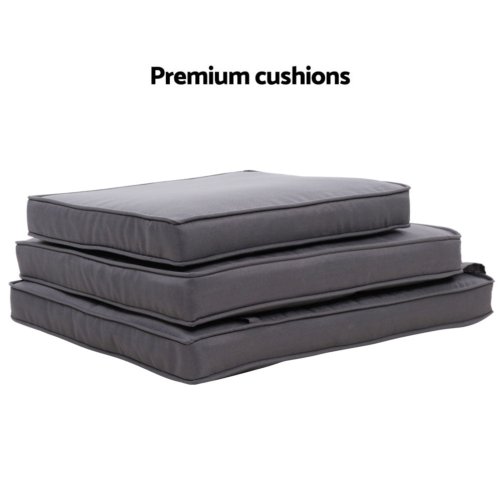 Outdoor Recliner Chair Conversation Set 5 Piece Black