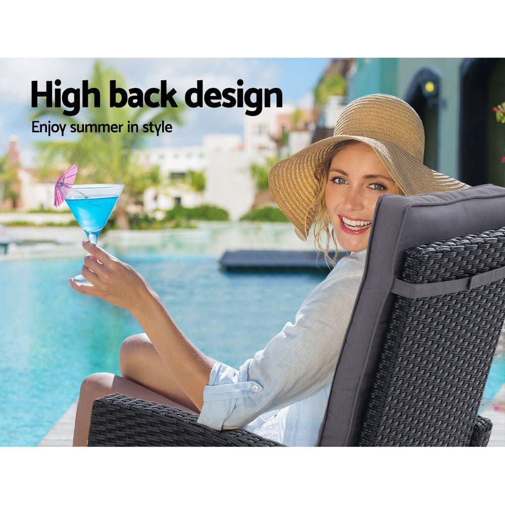 Outdoor Recliner Chair Conversation Set 5 Piece Black